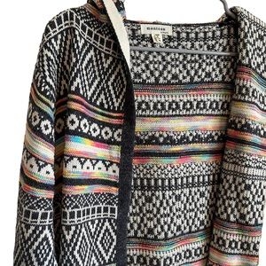 Monteau Woven Rainbow Hooded Long Sweater Cardigan Women’s M